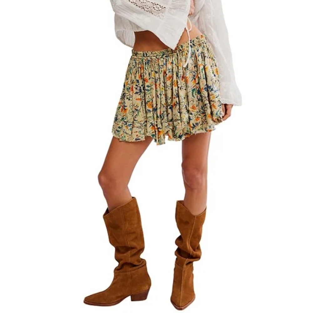 Free People Floral Print Mini Skirt